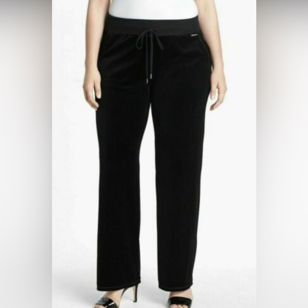 MICHAEL Michael Kors Black Velour Straight Leg Pants Size XL